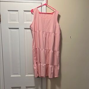 Pink Sleeveless Tiered Dress